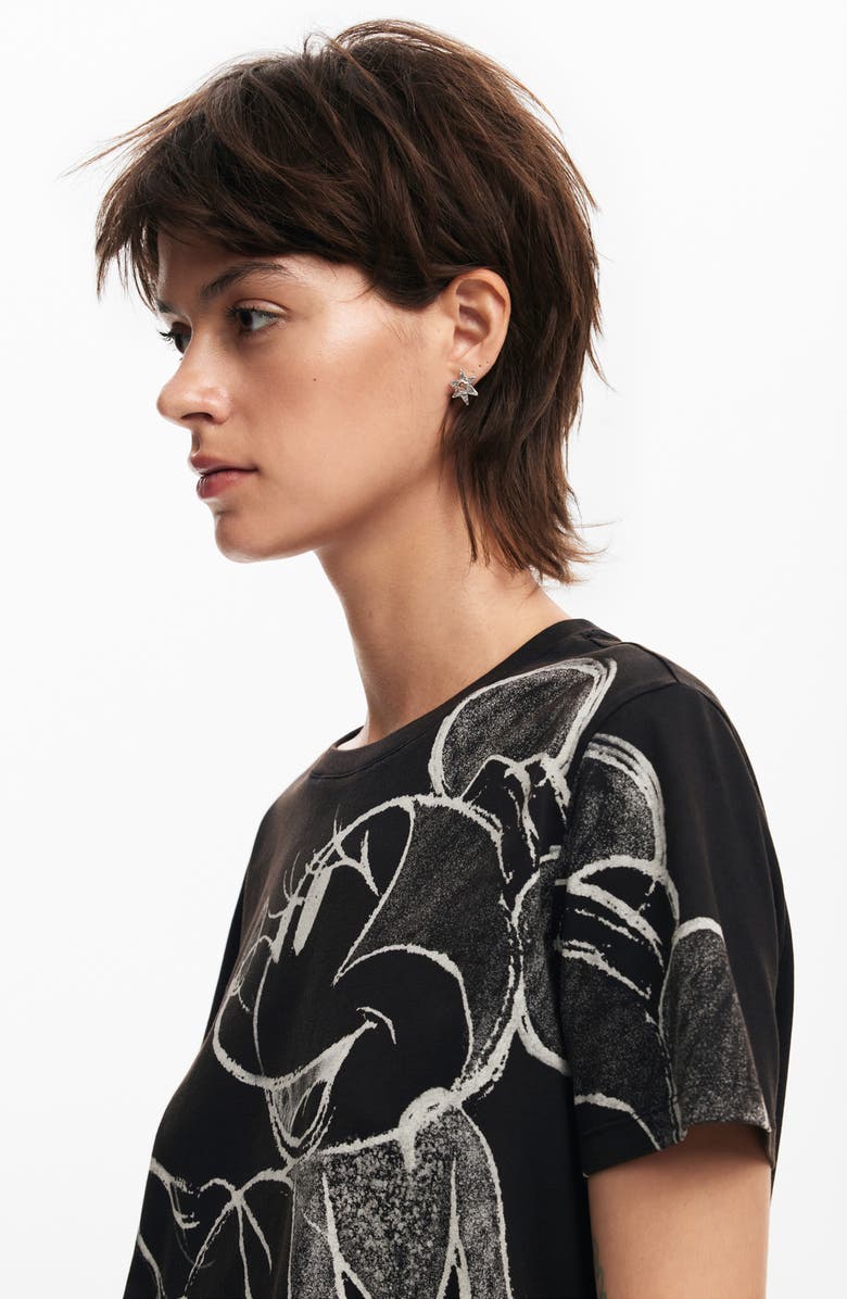 Desigual Minnie Mouse Drawing Cotton Graphic T-Shirt, Alternate, color,