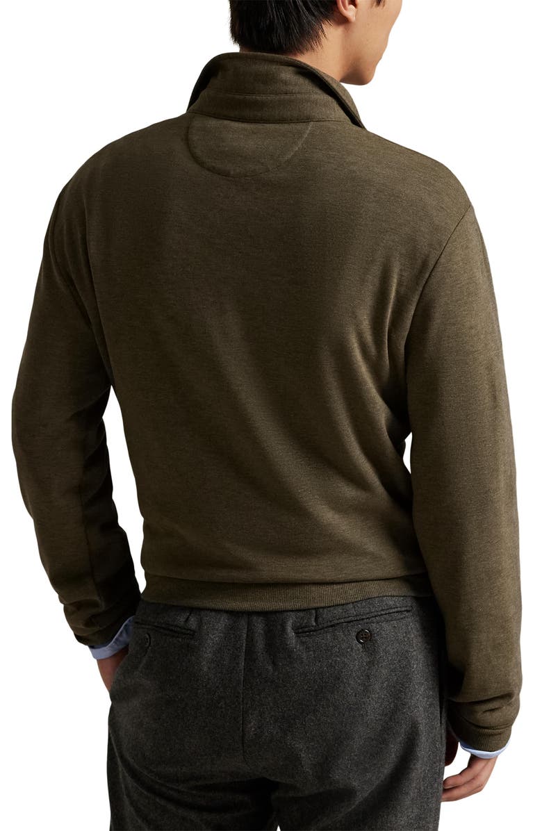 Polo Ralph Lauren Long Sleeve Luxury Cotton Blend Polo, Alternate, color, Wilson Olive Heather
