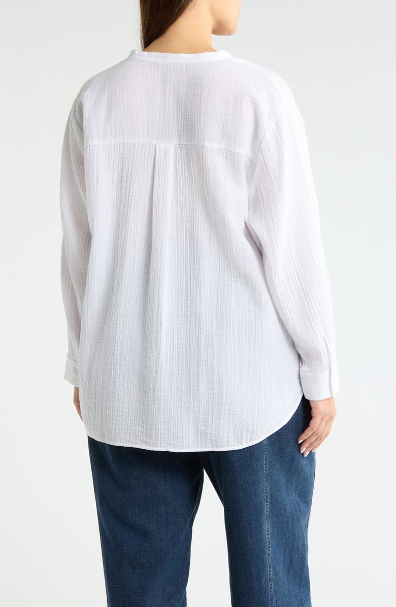 Eileen Fisher Mandarin Collar Button-Up Top, Alternate, color, White