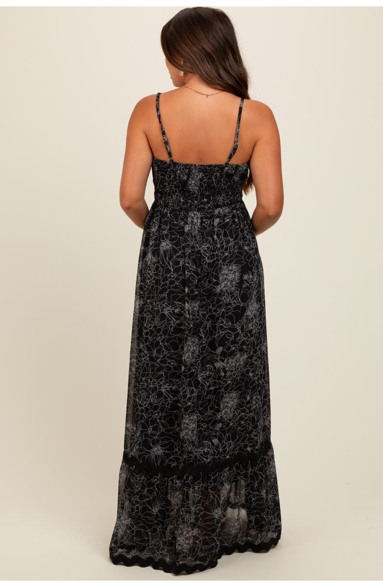 PinkBlush Floral Contrast Trim Maxi Dress, Alternate, color, Black