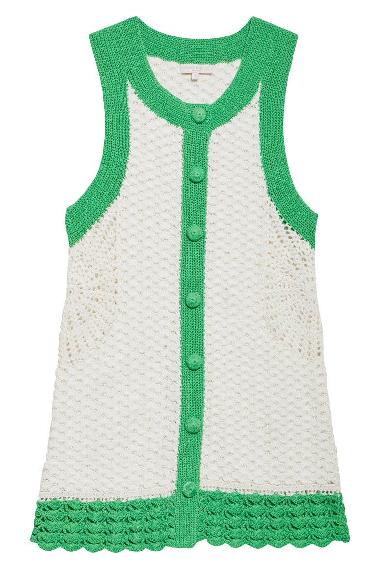Chelsea Open Stitch Shift Dress, Alternate, color, IVORY TROPIC GREEN COLORBLOCK