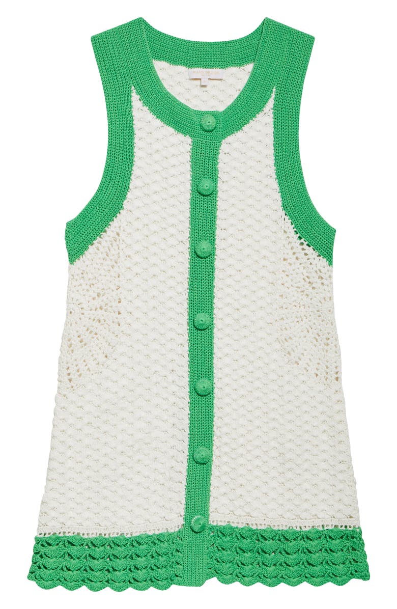 Ramy Brook Chelsea Open Stitch Shift Dress, Alternate, color, Ivory Tropic Green Colorblock