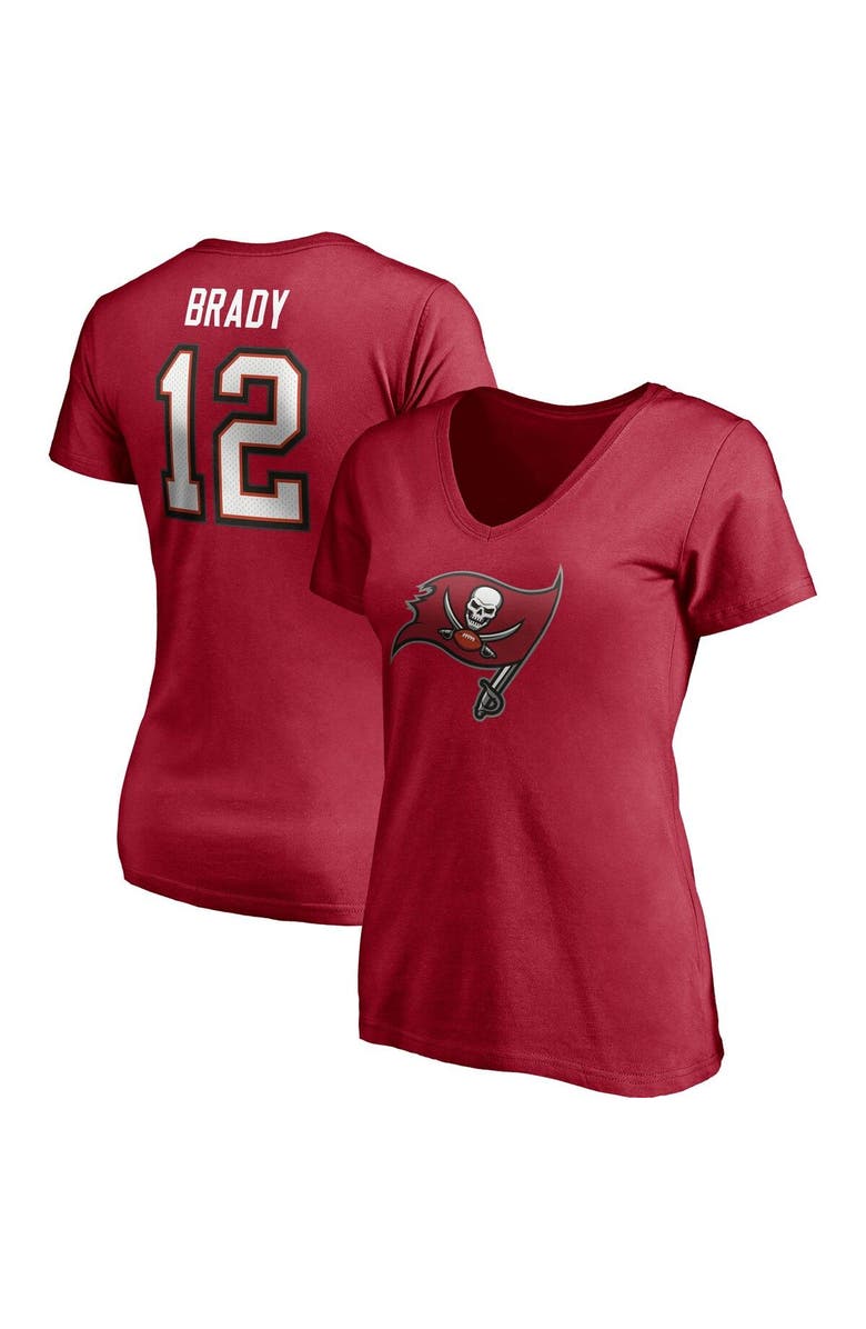 FANATICS Women's Fanatics Branded Tom Brady Red Tampa Bay Buccaneers Player Icon Name & Number V-Neck T-Shirt, Main, color, 