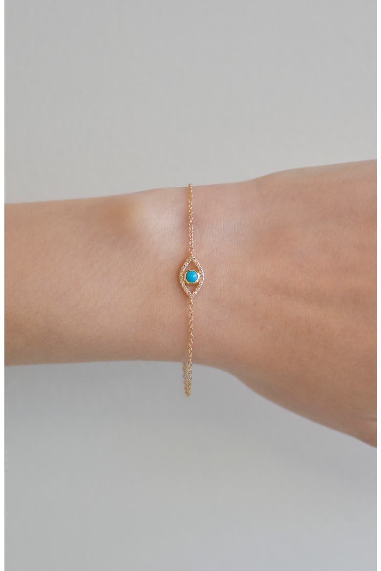 Evil Eye Turquoise & Pavé Diamond Bracelet, Alternate, color, GOLD