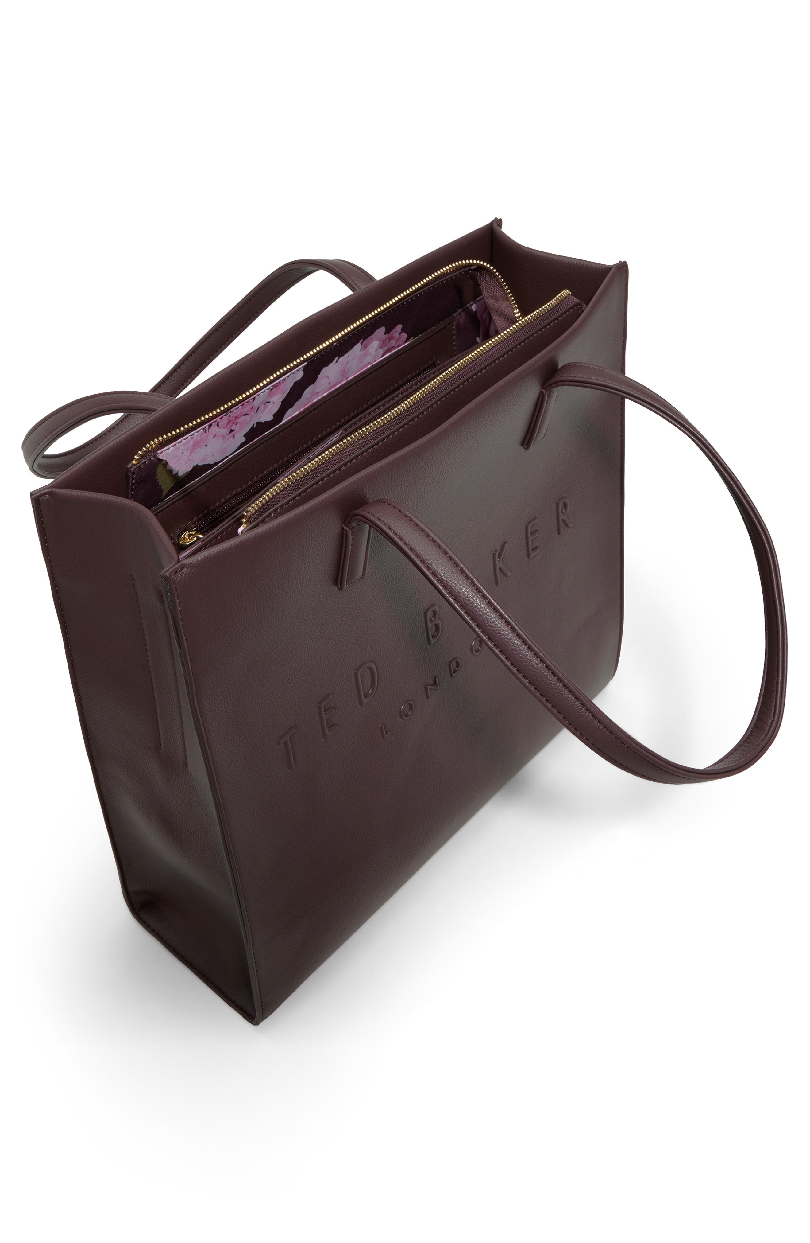 Hayden Faux Leather Tote, Alternate, color, DARK BROWN