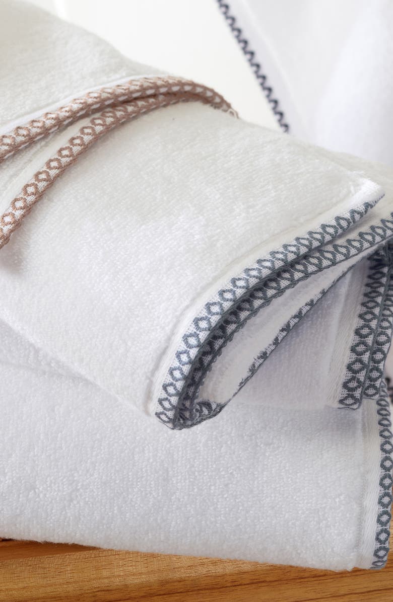 Woven & Weft Border Stitch 4-Pack Cotton Bath Towels, Alternate, color, White/Rosewood