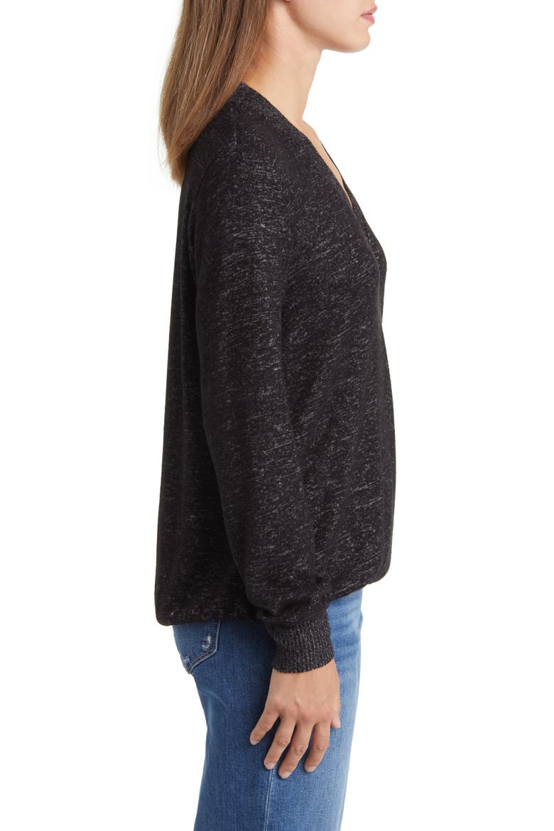 Cozy Surplice Top, Alternate, color, RAVEN BLACK MIX