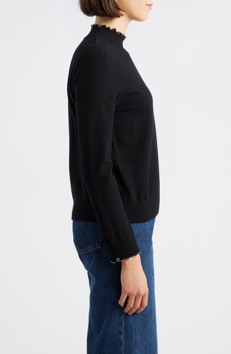 Wit & Wisdom Bead Detail Mock Neck Sweater, Alternate, color, Black