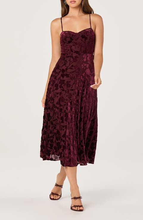 Underwire Burnout Velvet Cocktail Dress