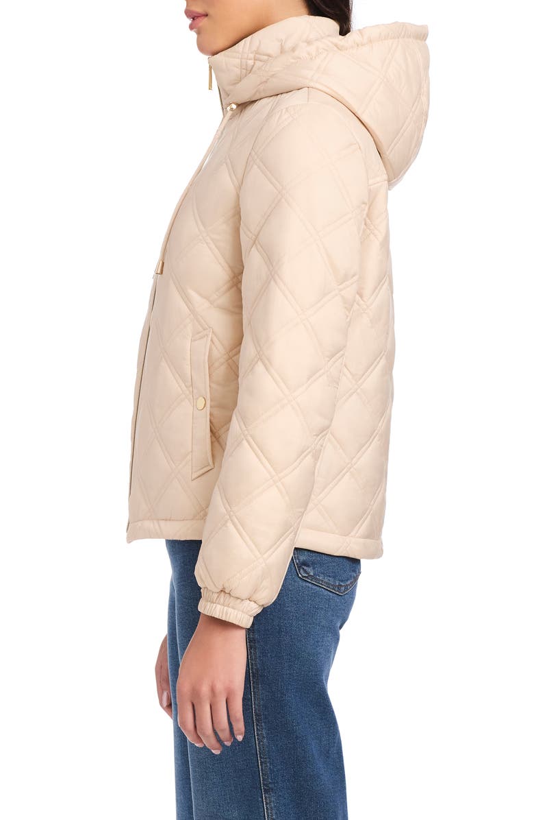 Kate Spade New York water resistant diamond quilted hooded jacket, Alternate, color, Sparkling Champagne