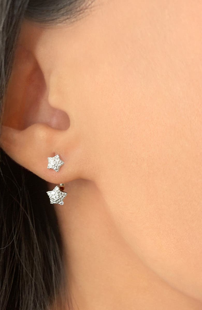 LuvMyJewelry Star Duo Diamond Stud Earrings, Alternate, color, Silver
