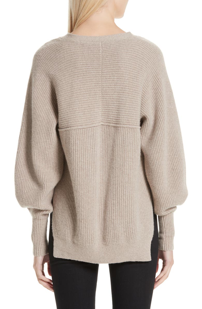 Alexander Wang Puff Sleeve Merino Wool & Cashmere Blend Cardigan, Alternate, color, 
