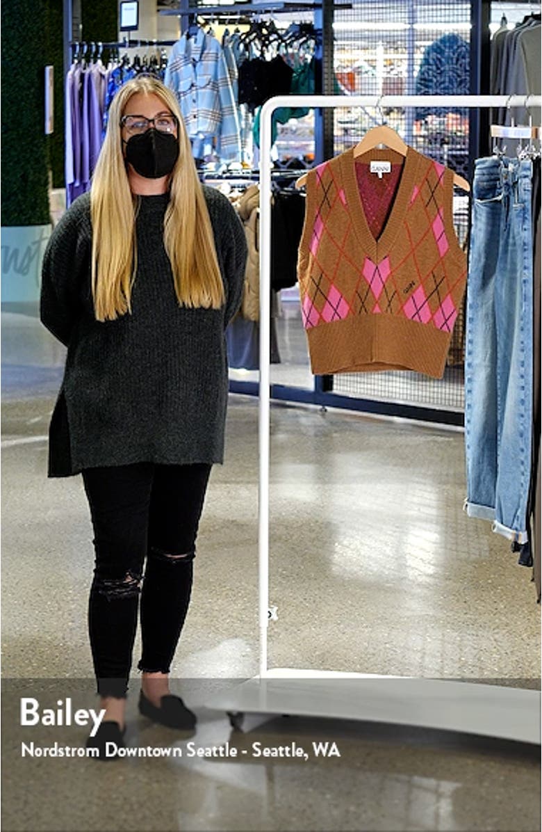 Harlequin Argyle Recycled Wool Blend Sweater Vest, sales video thumbnail