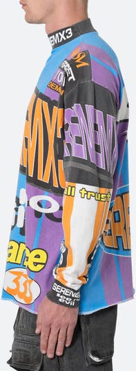 Motocross Mock Neck Long Sleeve Graphic T-Shirt