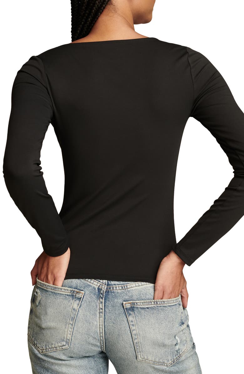 Lucky Brand Contour Square Neck Long Sleeve Top, Alternate, color, 