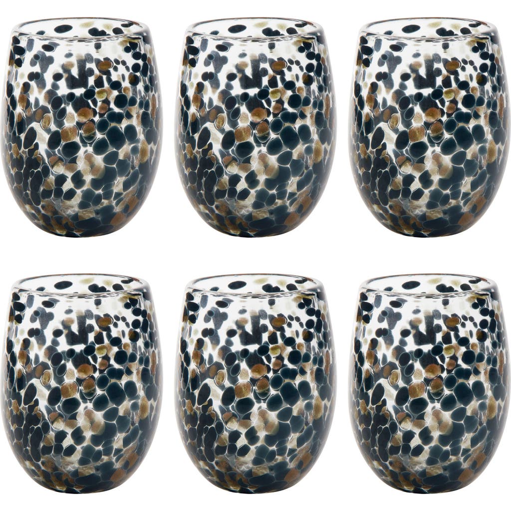 Tag Blue Denim Confetti Stemless Drinkware Set Of Six In Multi