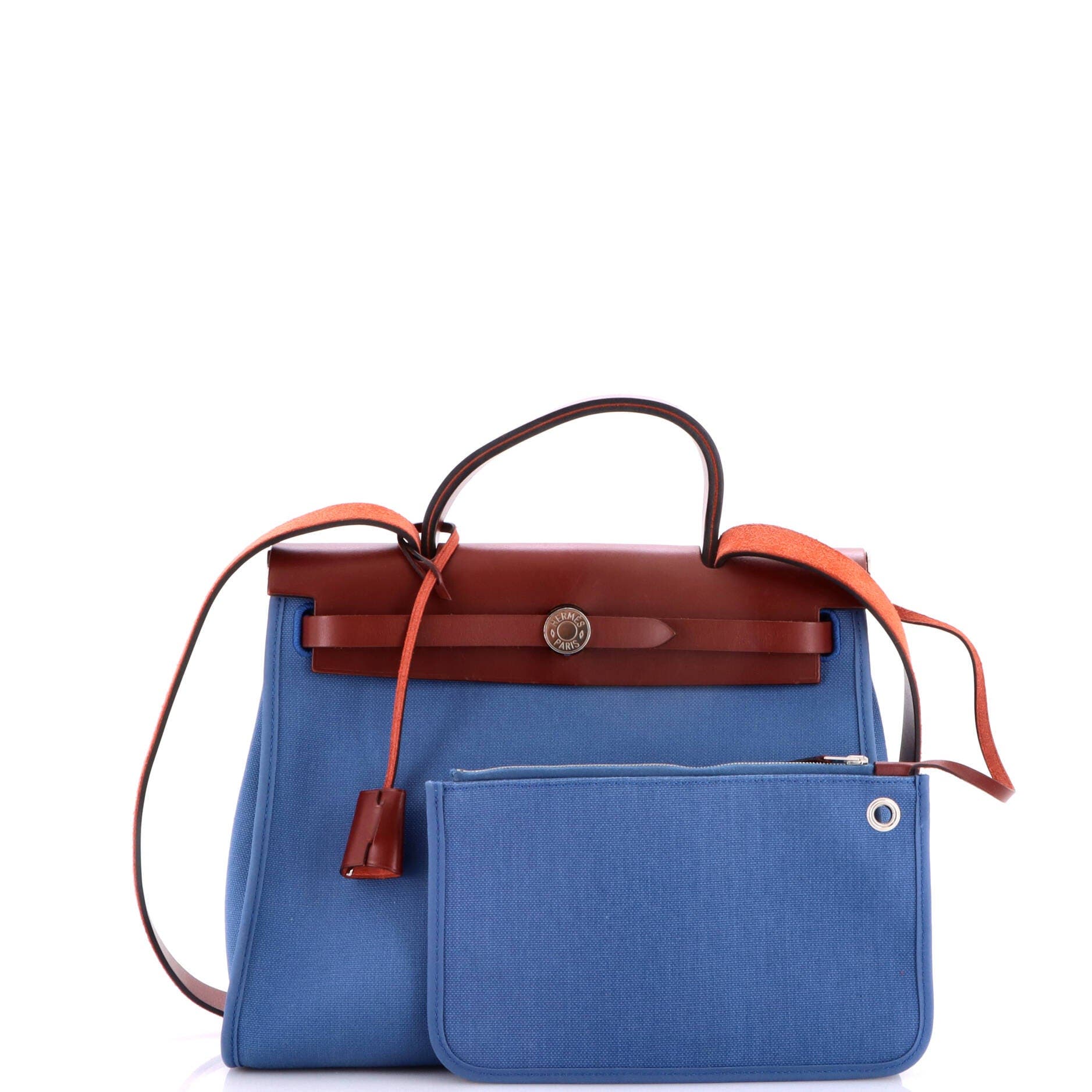 Herbag Zip Leather and Toile 31, Alternate, color, Blue