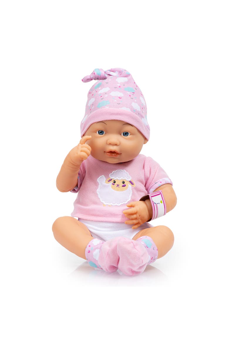 New Born Baby, Pink, Sheep with Outfit & Accessories, 15 Inch (38cm) Hard Body Doll, Alternate, color, Multicolored
