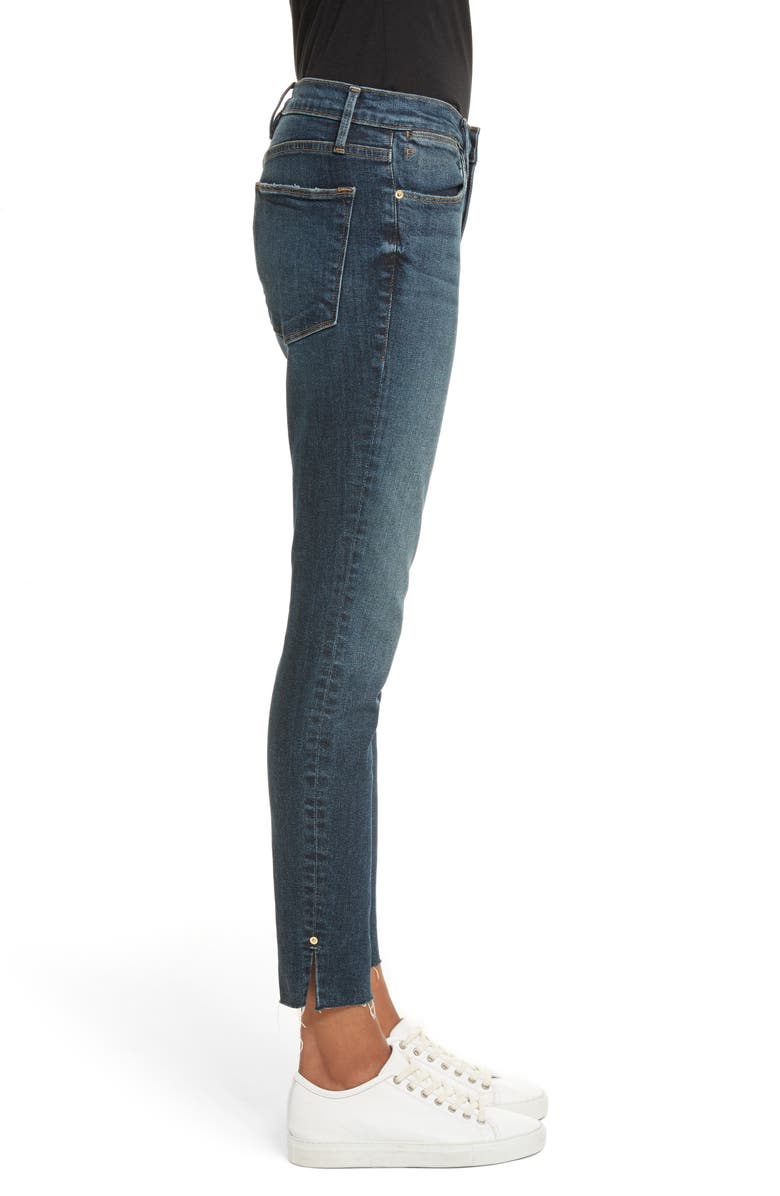 FRAME Le High Slit Ankle Skinny Jeans, Alternate, color, 