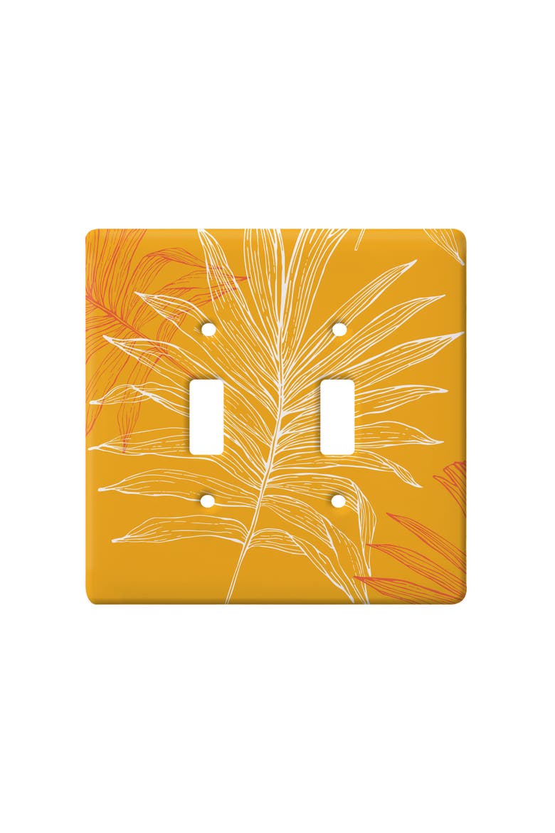 Tropical Sunset Palms Double Toggle Switchplate Cover, Main, color, White