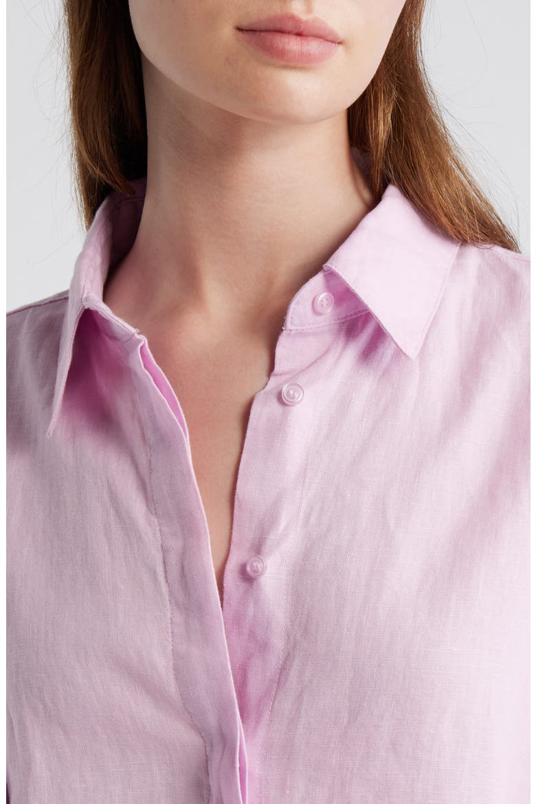 Samara Linen Button-Up Shirt, Alternate, color, PINK
