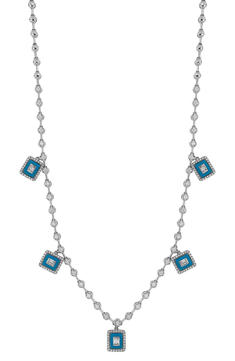 Bony Levy 18K White Gold Pave Diamond & Turquoise Enamel Pendant Necklace - 1.19ct., Main, color,