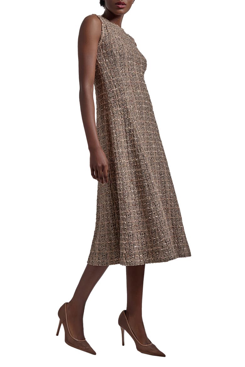 Heritage Fit Sleeveless Tweed Dress, Alternate, color, SAND/ BISCOTTI/ BLACK