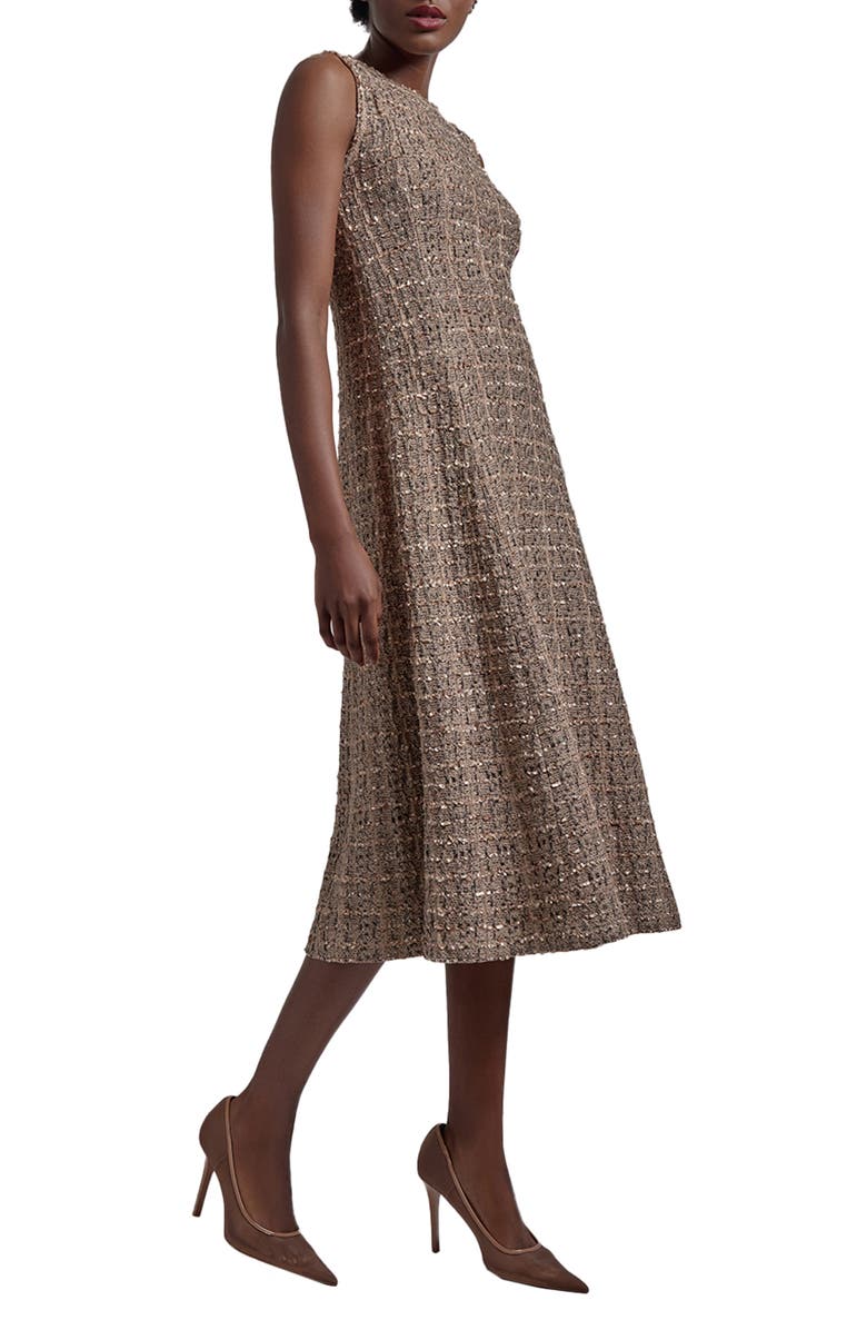 Misook Heritage Fit Sleeveless Tweed Dress, Alternate, color, 