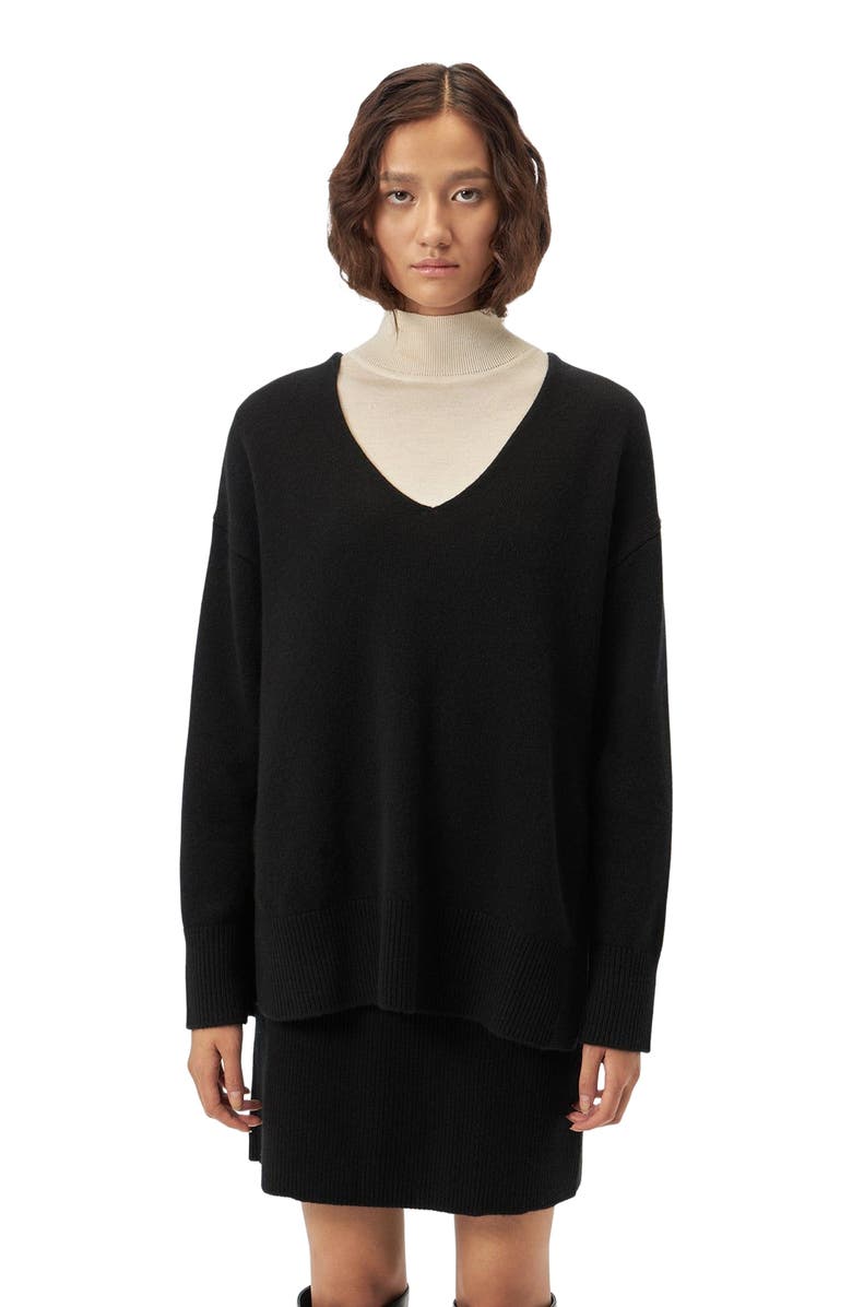 GOBI Mongolian Cashmere Relaxed-Fit Cashmere Sweater, Main, color, Black