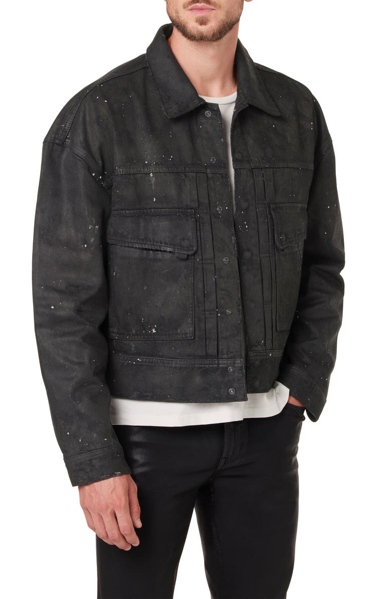 Hudson Jeans Boxy Paint Splatter Crop Denim Trucker Jacket, Main, color,