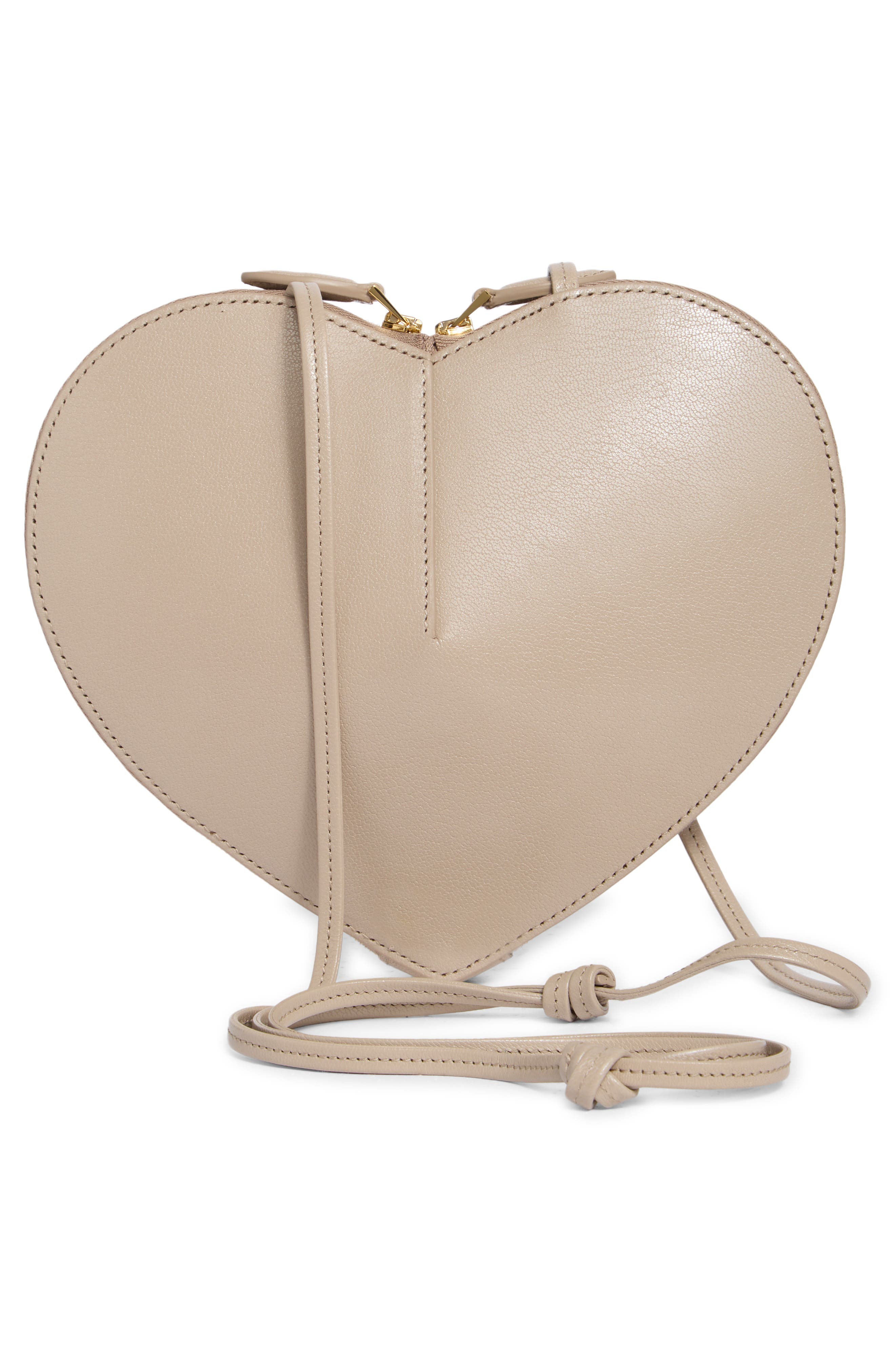 Alaïa Le Coeur Suede Crossbody Bag, Alternate, color, Grege