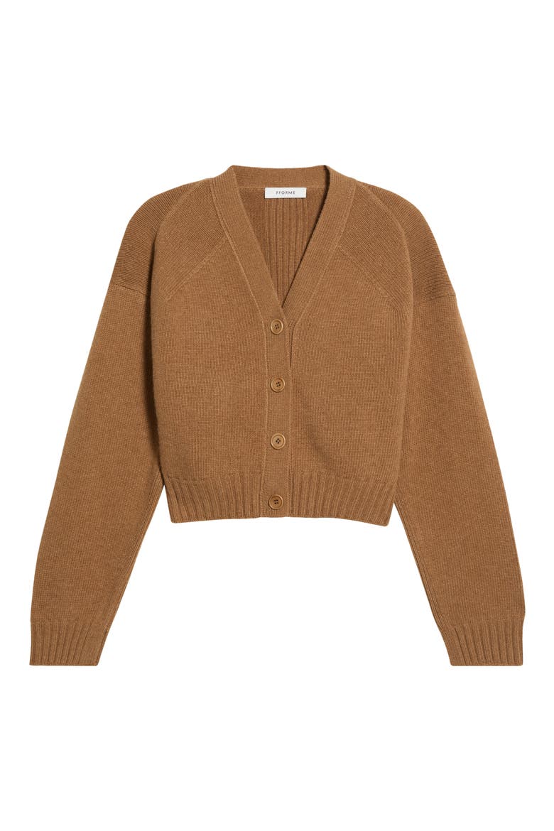 Enika Crop Wool & Cashmere Cardigan, Main, color, CAMEL MELANGE