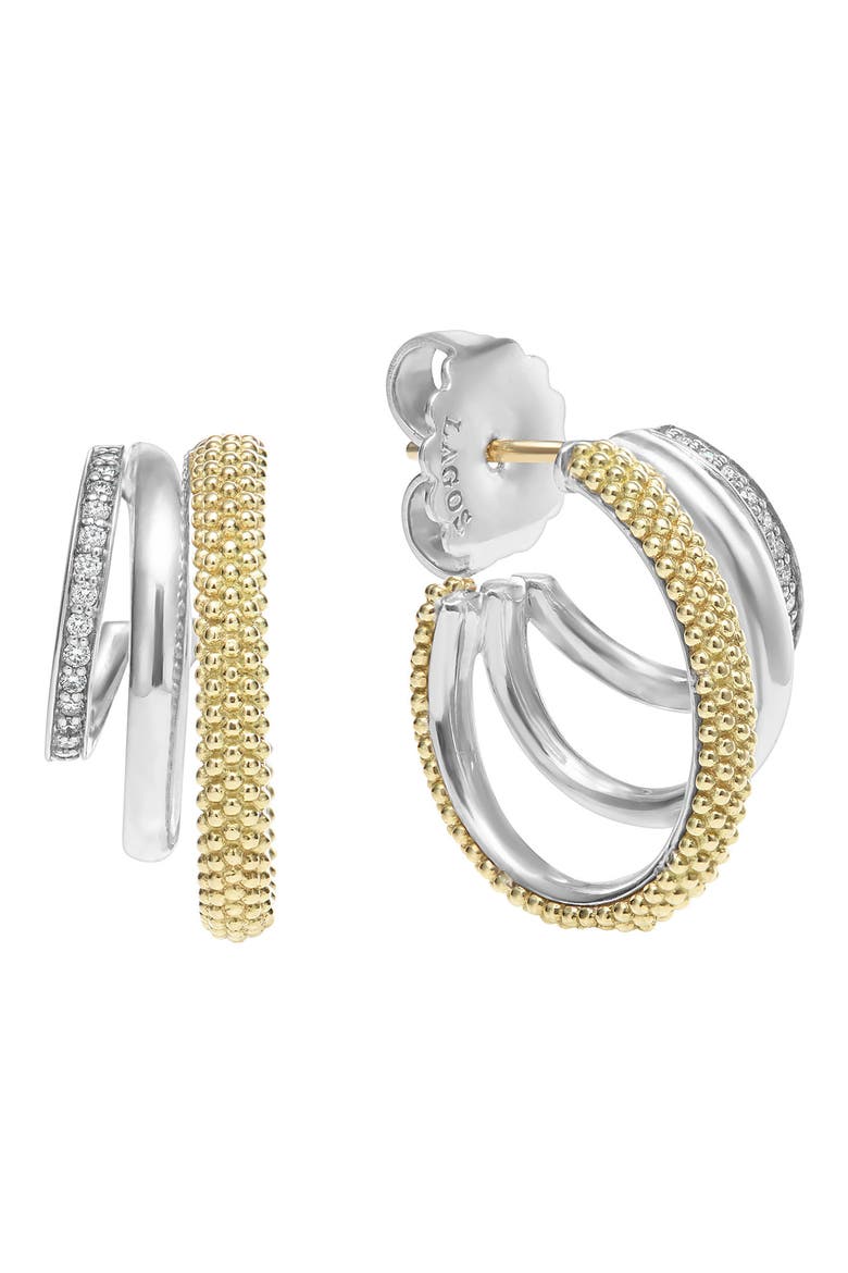 Caviar Lux Pavé Diamond Hoop Earrings, Alternate, color, TWO-TONE