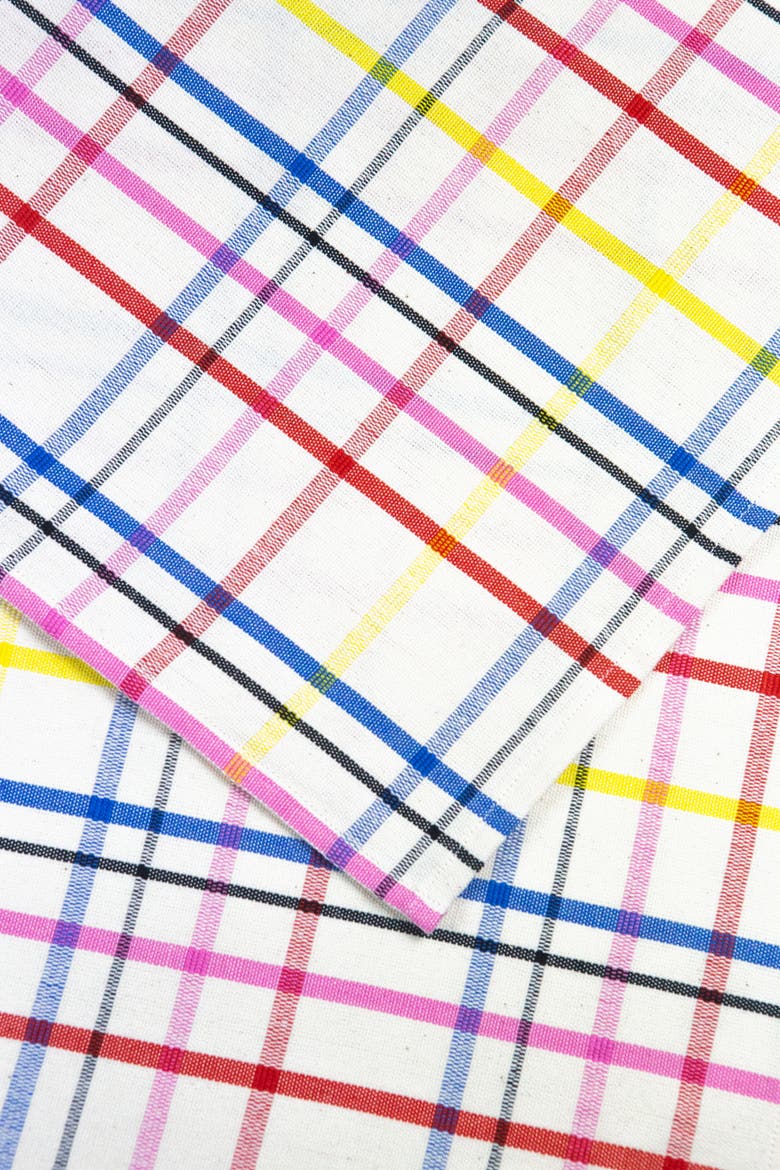 Vera Plaid Handwoven Cotton Placemats, Set of 4, Alternate, color, White