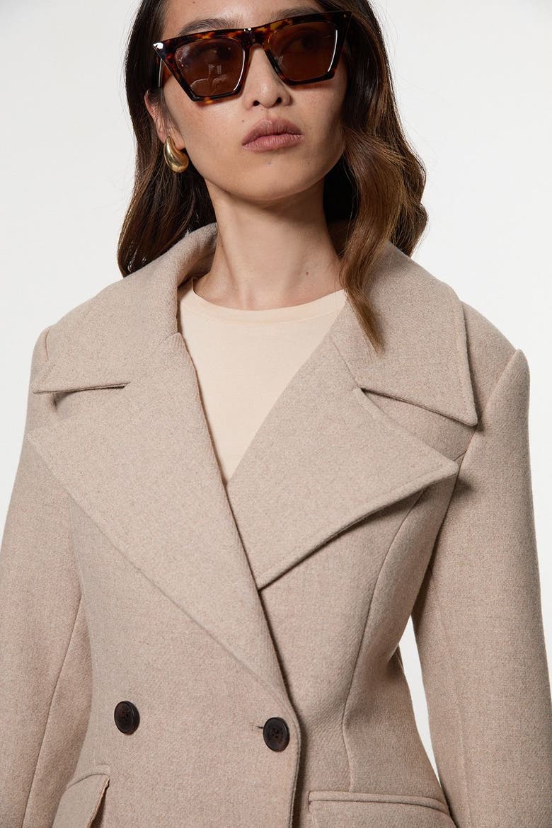 Wool Tailored Flared Skirt Midi Coat, Alternate, color, Oatmeal