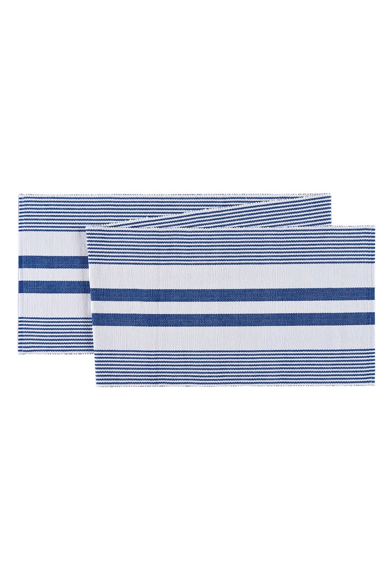 Classic Blue & White Stripe Handwoven Table Runner 13" x 72", Main, color, Blue