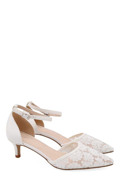 Claudia Crochet Lace Wedding Kitten Heel