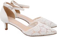 Kailee P Claudia Crochet Lace Wedding Kitten Heel
