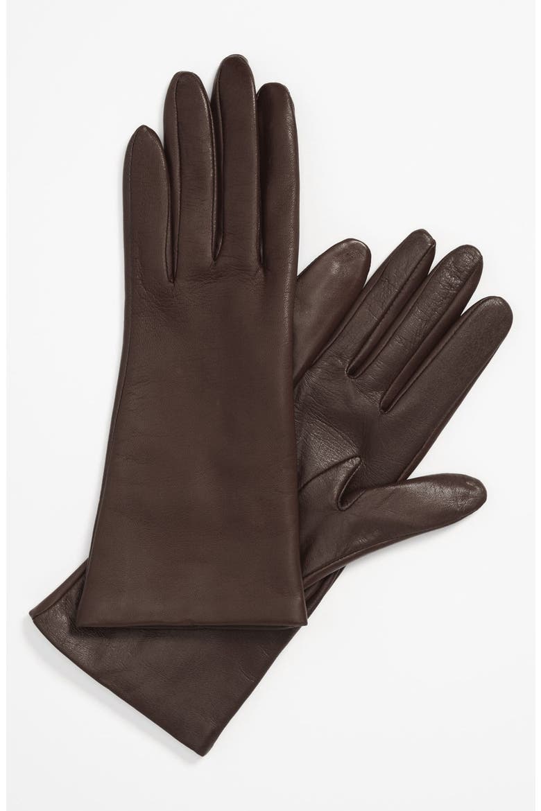 'Basic Tech' Cashmere Lined Leather Gloves (Nordstrom Exclusive), Main, color, BROWN
