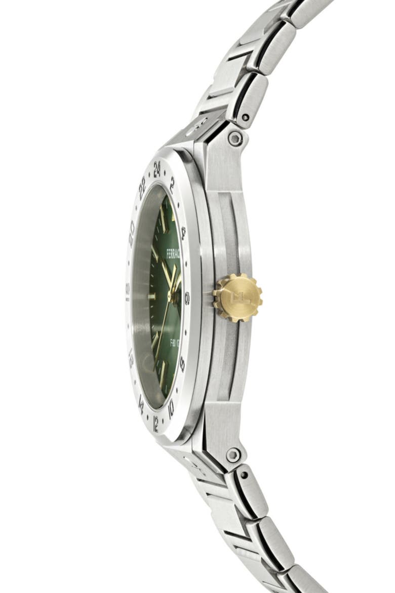F-80 Classic GMT Bracelet Watch, 41mm, Alternate, color, STAINLESS STEEL GREEN