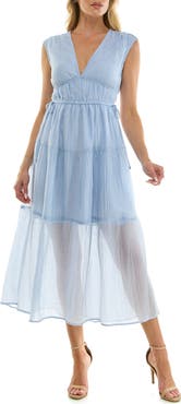 Socialite Crinkle Woven Semisheer Midi Dress