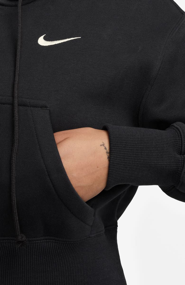 Nike Phoenix Relaxed Fit Cotton Blend Fleece Hoodie, Alternate, color, Black/Sail