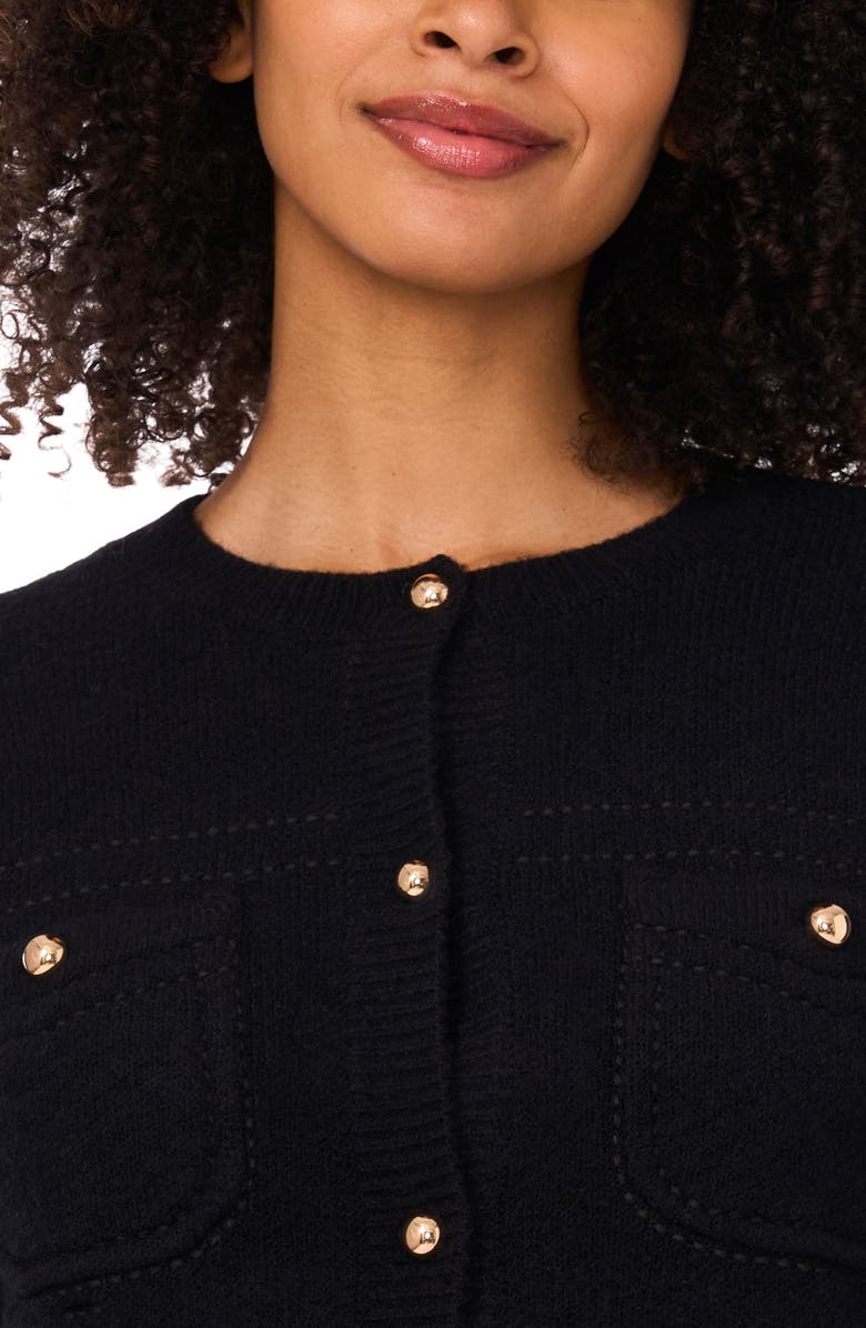 CeCe Patch Pocket Cardigan, Alternate, color, Rich Black