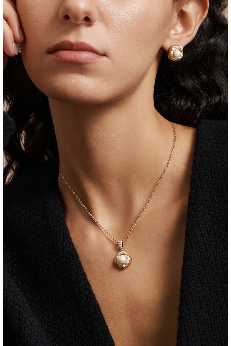Canary Pendant Necklace, Alternate, color, Gold & White