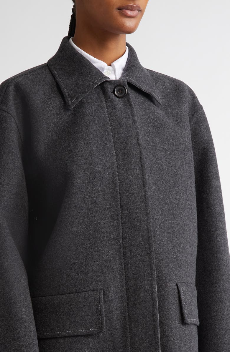 Thom Browne Bal Wool & Cashmere Coat with Removable Genuine Shearling Collar, Alternate, color, Medium Grey