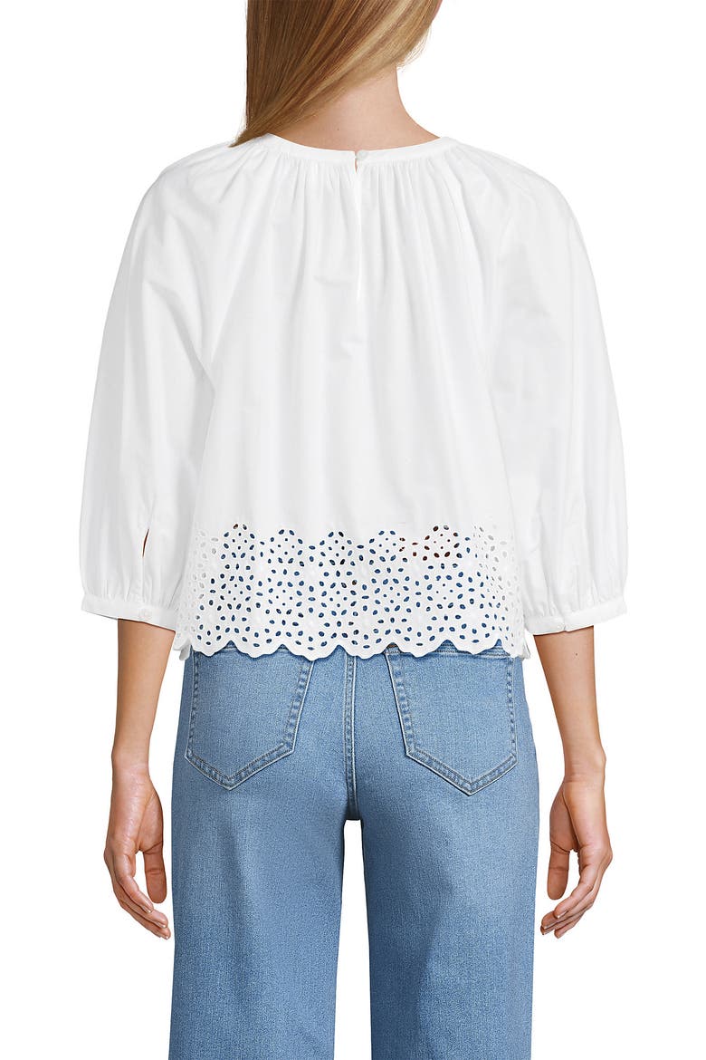 Gathered Eyelet Top, Alternate, color, White
