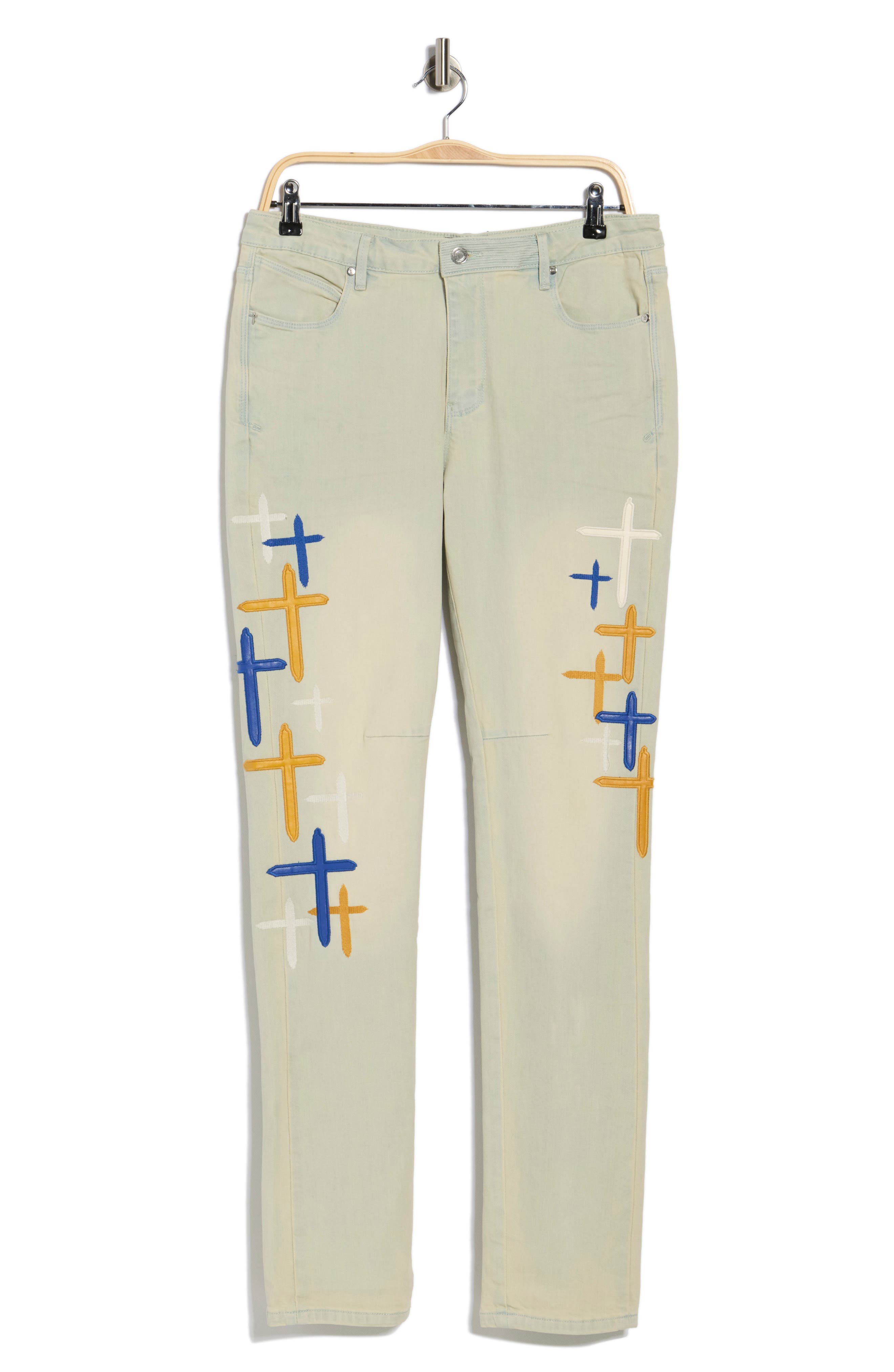 RtA Bryant Faux Leather Cross Skinny Jeans