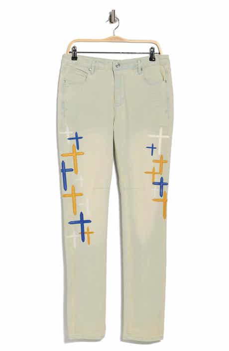 RtA Bryant Faux Leather Cross Skinny Jeans