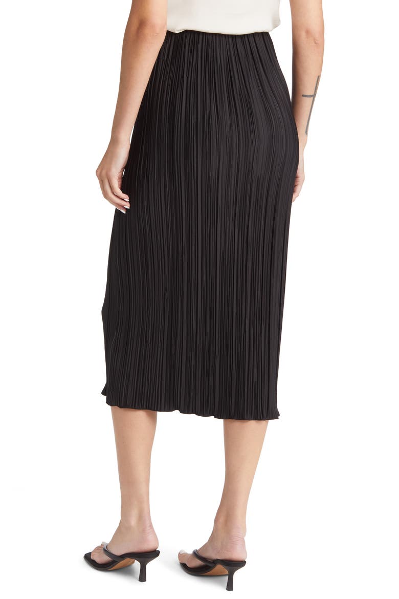 Stella Plissé Midi Skirt, Alternate, color, BLACK