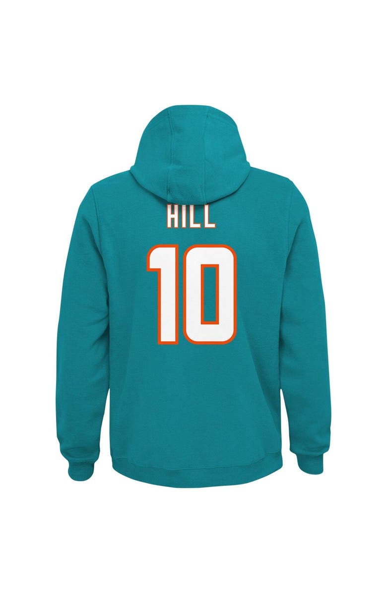 Outerstuff Youth Tyreek Hill Aqua Miami Dolphins Mainliner Player Name & Number Pullover Hoodie, Alternate, color, 